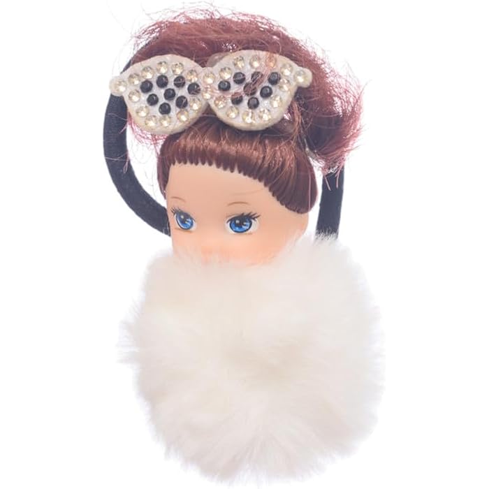 Hair Ties With Doll Design For Girls Set, 2 Pieces - White - Image 3